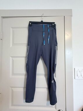 adidas Dark Gray Leggings with Blue Drawcord